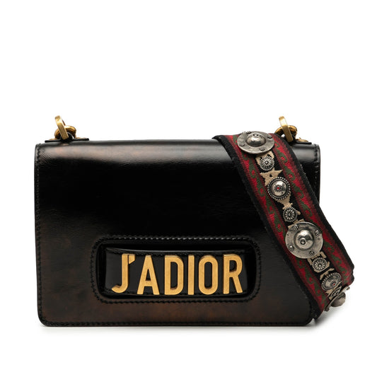 Black Dior Leather Jadior Chain Flap Shoulder Bag Rovelle Bags