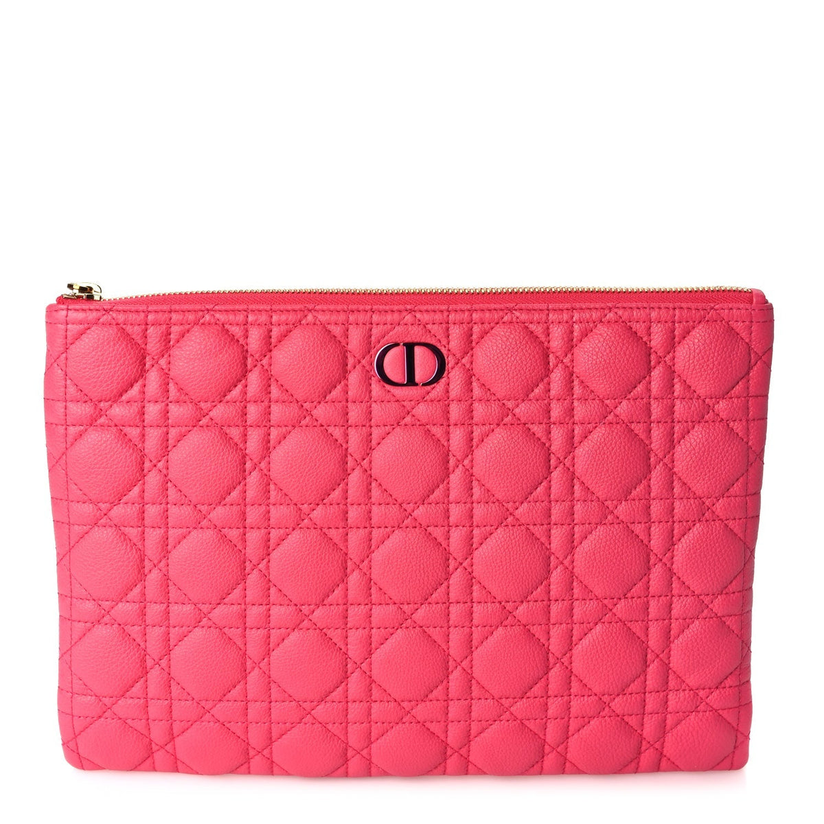 Christian Dior Supple Calfskin Cannage Large Caro Daily Pouch Pink Rovelle Bags