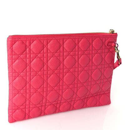 Christian Dior Supple Calfskin Cannage Large Caro Daily Pouch Pink Rovelle Bags