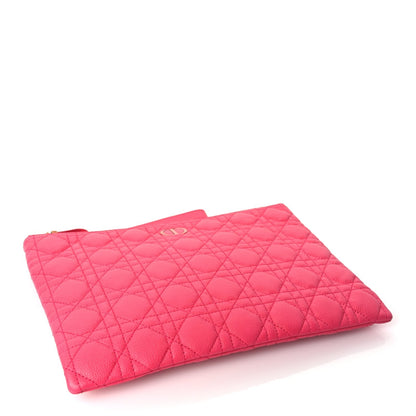 Christian Dior Supple Calfskin Cannage Large Caro Daily Pouch Pink Rovelle Bags