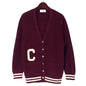CELINE cardigan 2AD7O192W knit Wine Red/Ivory mens S(165/84A)