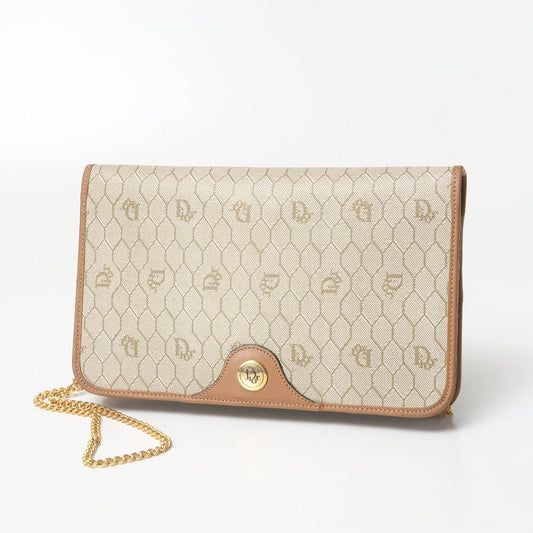Christian Dior Shoulder Bag PVC leather Brown Gold Chain Rovelle Bags