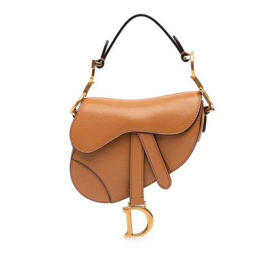 Brown Dior Micro Goatskin Saddle Bag Satchel Rovelle Bags