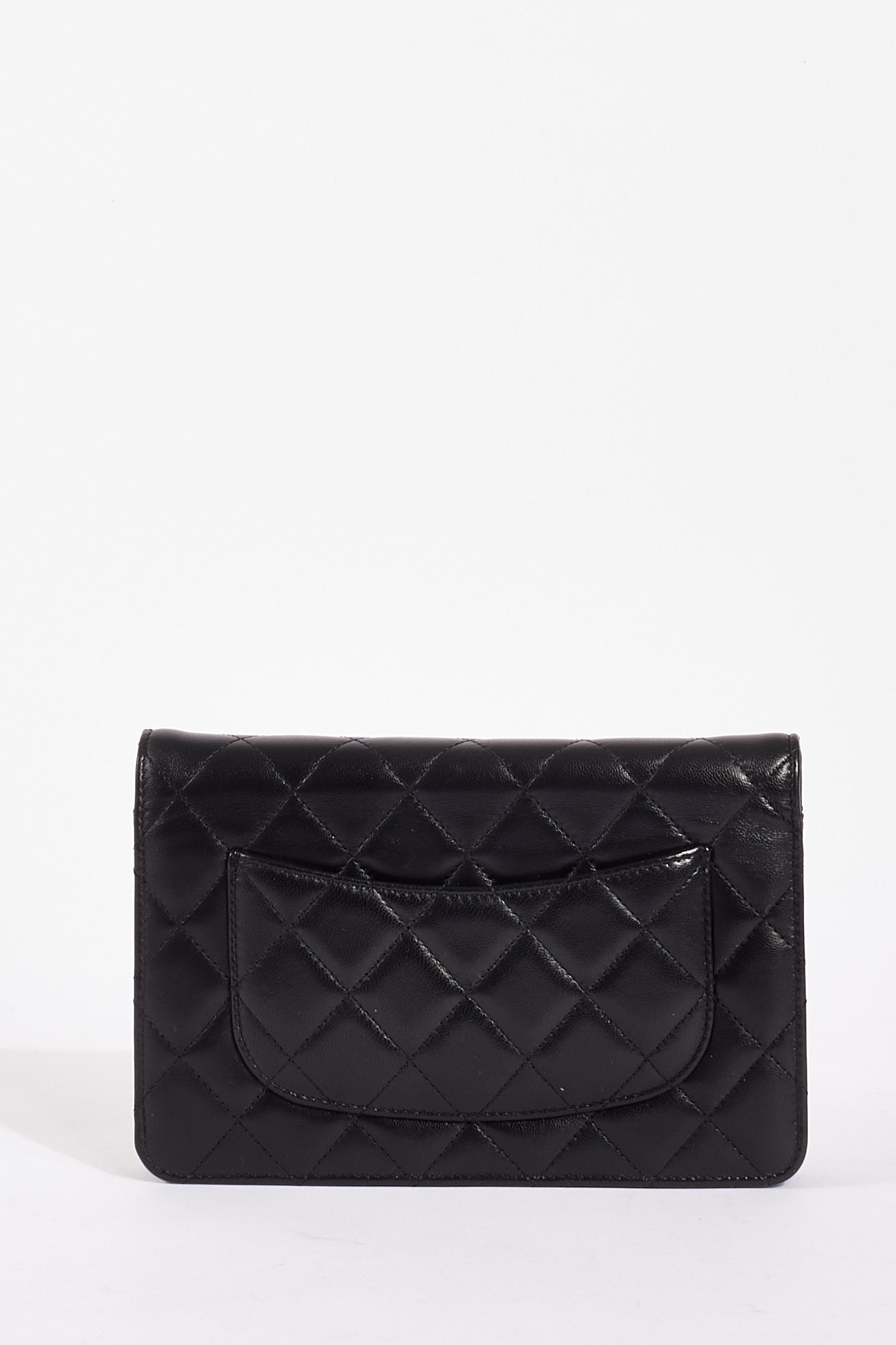 Chanel WOC Lambskin Leather Black Silver Chain Crossbody Rovelle Bags