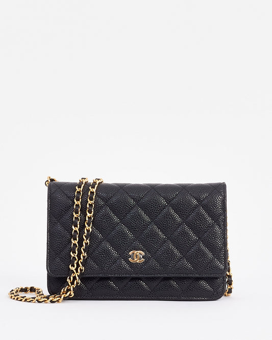 Chanel WOC Caviar Leather Black Gold Chain Crossbody Rovelle Bags