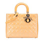 Brown Dior Large Patent Cannage Lady Dior Satchel Rovelle Bags