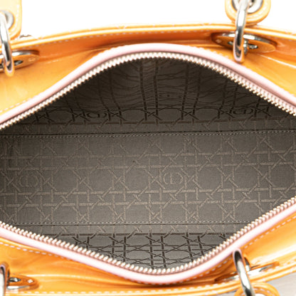 Brown Dior Large Patent Cannage Lady Dior Satchel Rovelle Bags
