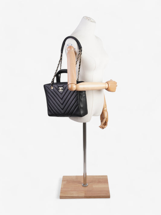 Chanel Shopping Tote Black Calfskin Leather Small Rovelle Bags