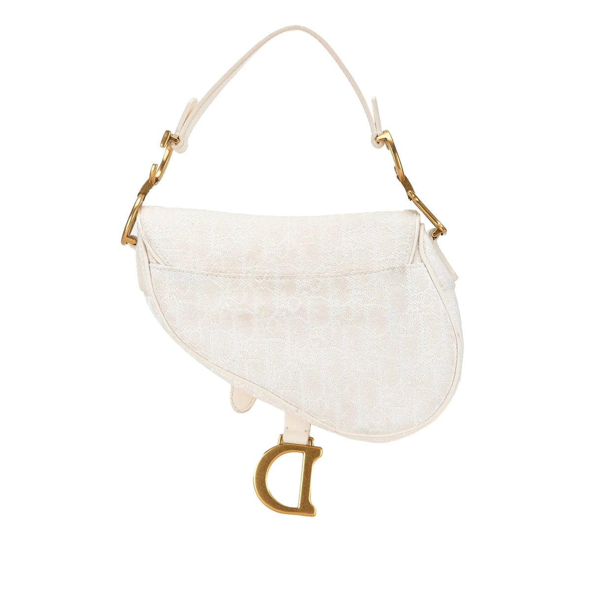 White Dior Mini Oblique Canvas Saddle Bag Satchel Rovelle Bags