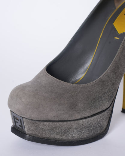 Fendi Suede Grey Platforms Rovelle Bags