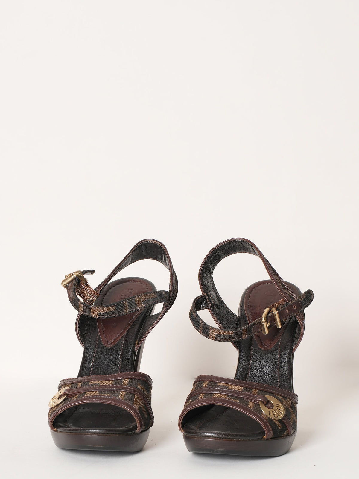 Fendi Brown Zucca Canvas Shoe Rovelle Bags