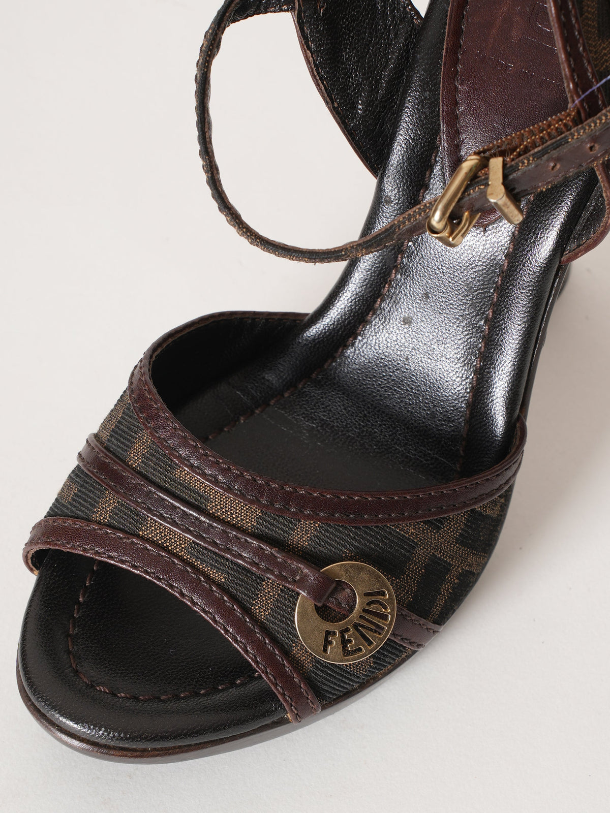 Fendi Brown Zucca Canvas Shoe Rovelle Bags