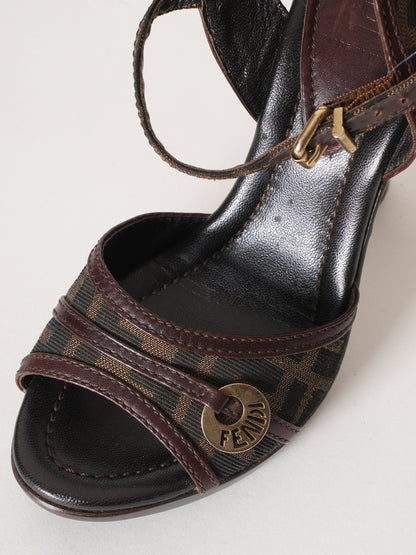 Fendi Brown Zucca Canvas Shoe Rovelle Bags