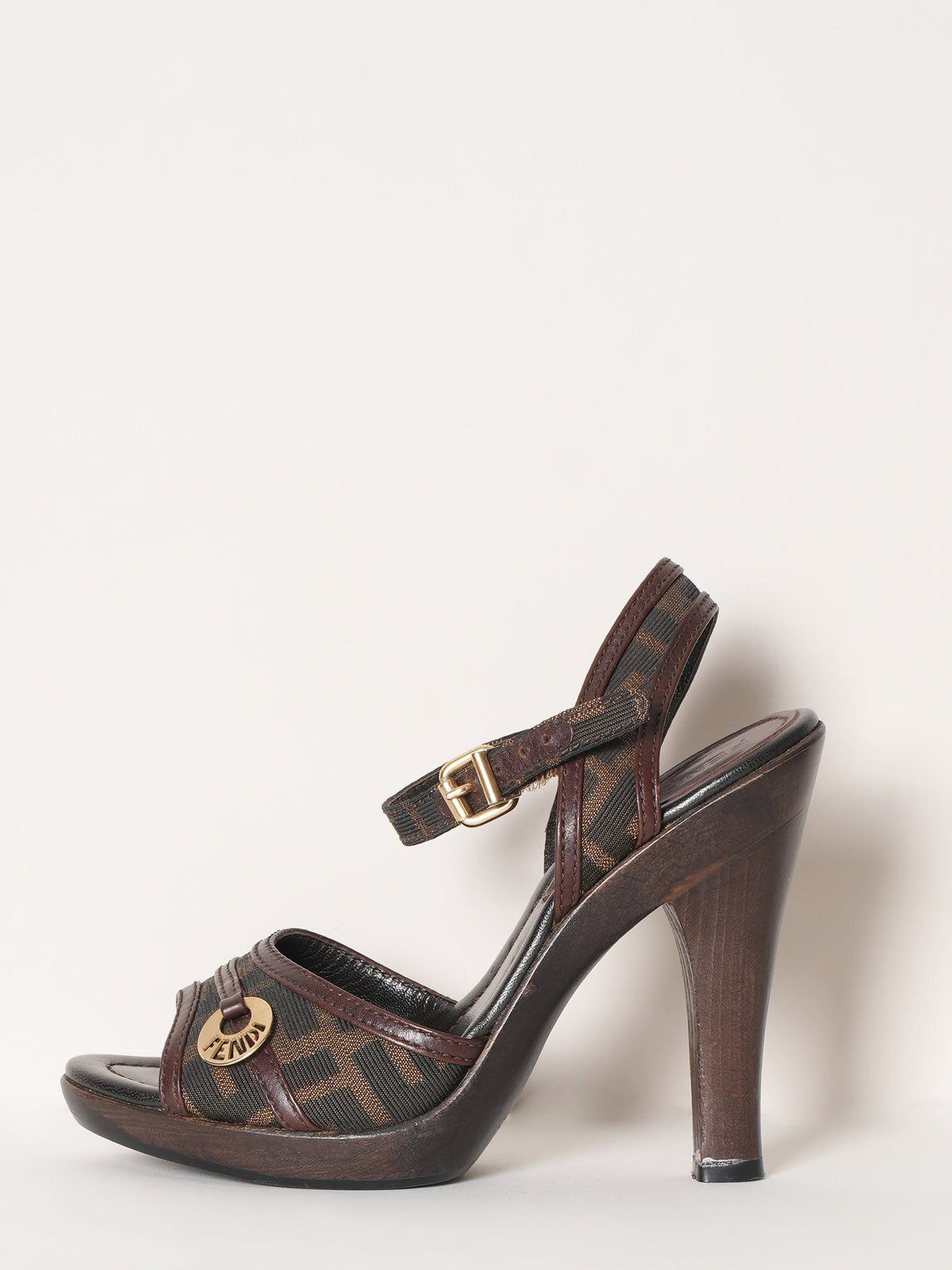 Fendi Brown Zucca Canvas Shoe Rovelle Bags