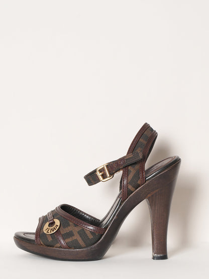 Fendi Brown Zucca Canvas Shoe Rovelle Bags