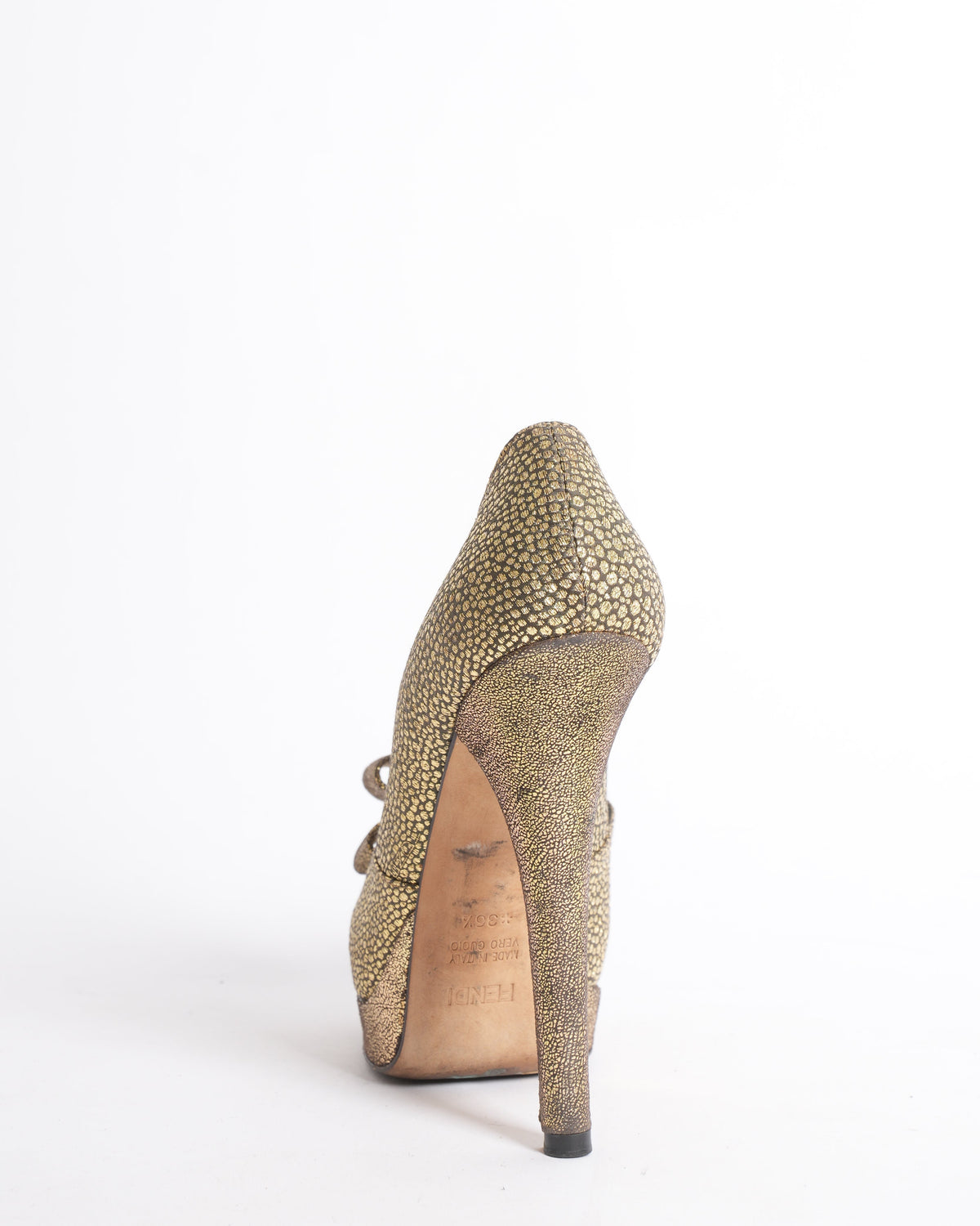Fendi metallic golden platform pumps Rovelle Bags