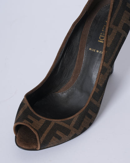 Fendi brown monogram Heels Rovelle Bags