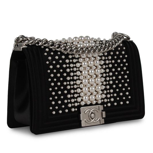 Chanel Pearl Satin Boy Bag - Old Medium Rovelle Bags