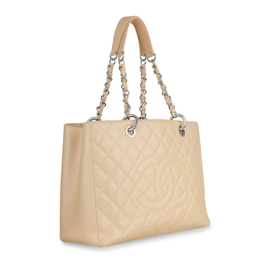 Chanel Shopping Tote Caviar Silver Tote Bag Style 2 Rovelle Bags