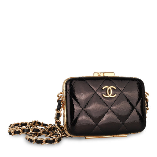 Chanel Patent Leather Black Handbag Patent Leather Rovelle Bags