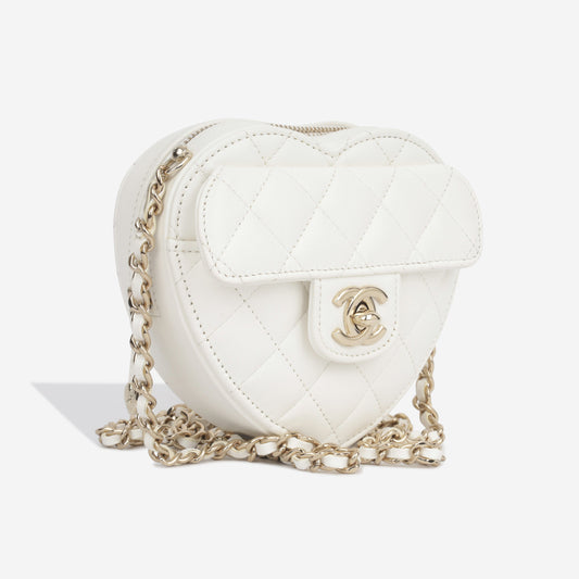 Chanel Small Heart Bag - White Rovelle Bags
