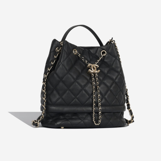 Chanel Quilted Bucket Bag - Black Caviar Rovelle Bags