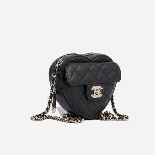 Chanel Small Heart Bag - Black Rovelle Bags