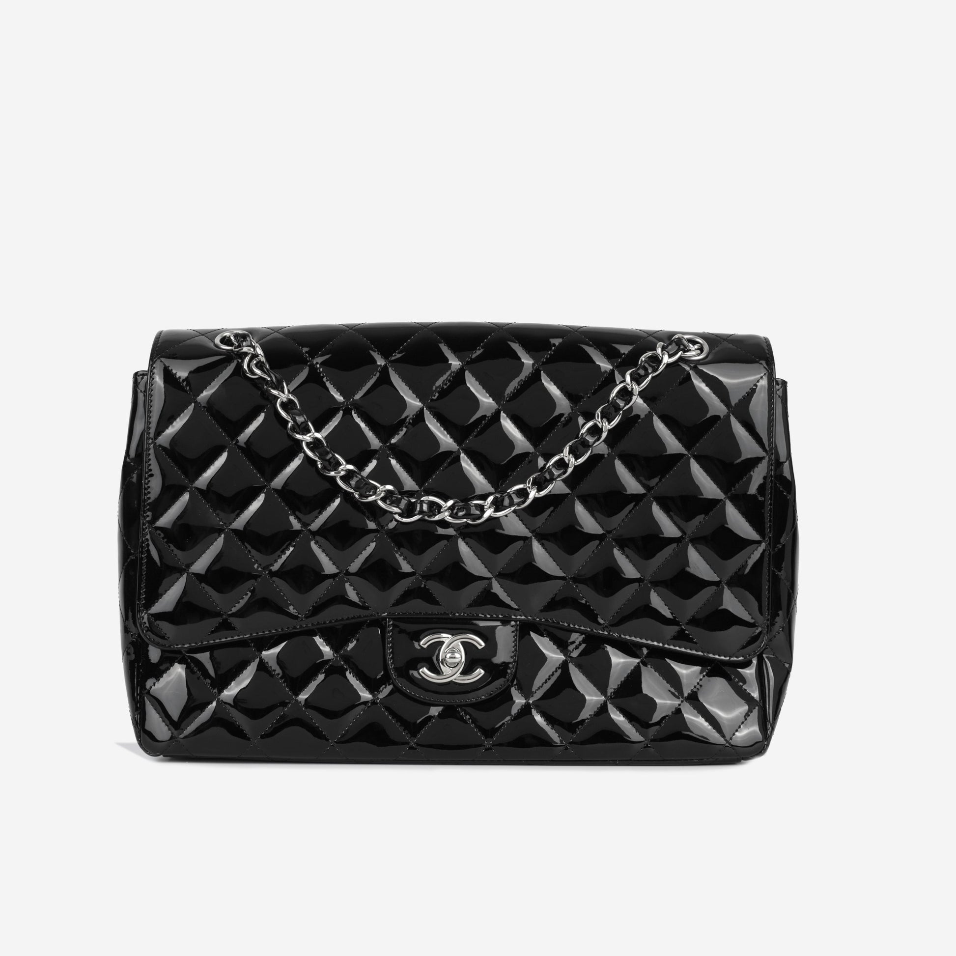 Chanel Maxi Classic Single Flap - Black Patent Rovelle Bags