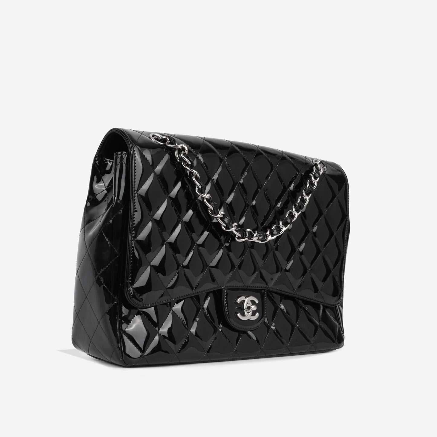 Chanel Maxi Classic Single Flap - Black Patent Rovelle Bags