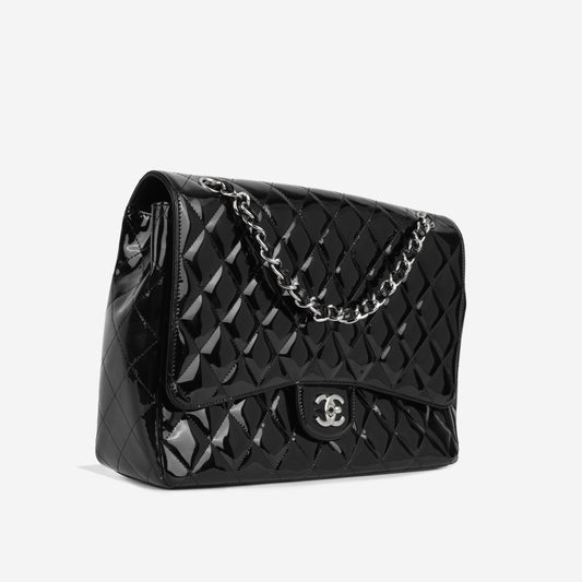 Chanel Maxi Classic Single Flap - Black Patent Rovelle Bags