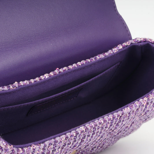 Chanel Small Top Handle - Purple Sequin Tweed Rovelle Bags