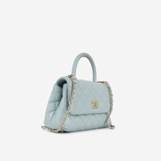 Chanel Small Coco Handle - Light Blue Rovelle Bags