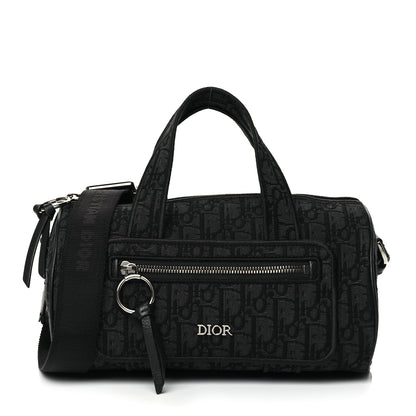 Christian Dior Oblique Jacquard Zipped Messenger Bag Black Rovelle Bags