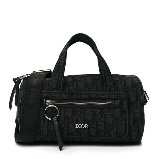Christian Dior Oblique Jacquard Zipped Messenger Bag Black Rovelle Bags