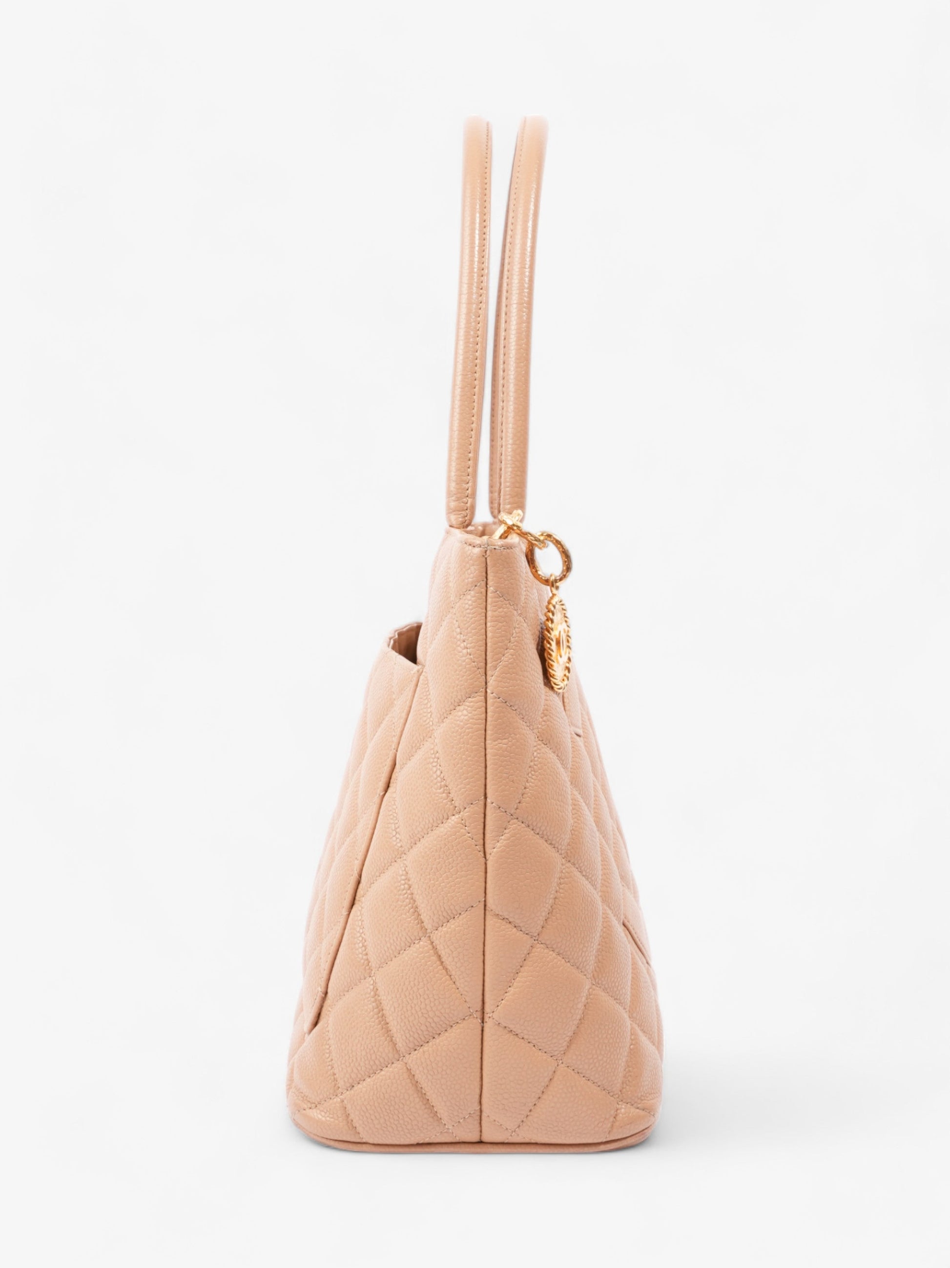 Chanel Medallion Tote Beige Caviar Leather Rovelle Bags