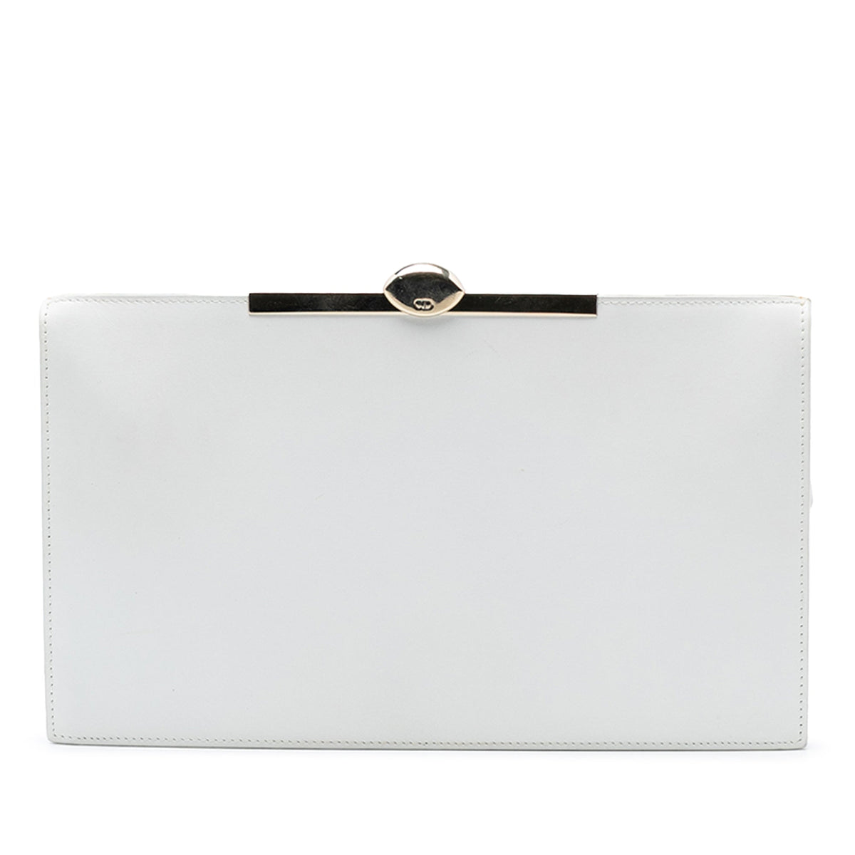 White Dior Leather Clasp Clutch Rovelle Bags