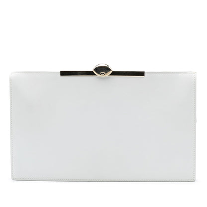White Dior Leather Clasp Clutch Rovelle Bags