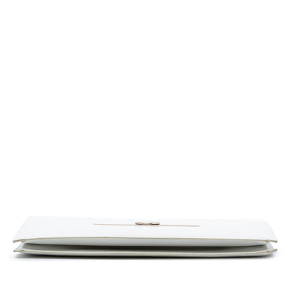White Dior Leather Clasp Clutch Rovelle Bags