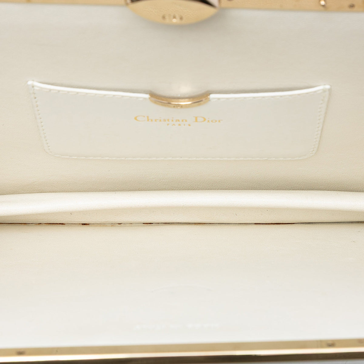 White Dior Leather Clasp Clutch Rovelle Bags