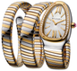 Bulgari Serpenti Tubogas 35mm Steel and Gold Diamond Quartz White Dial Watch