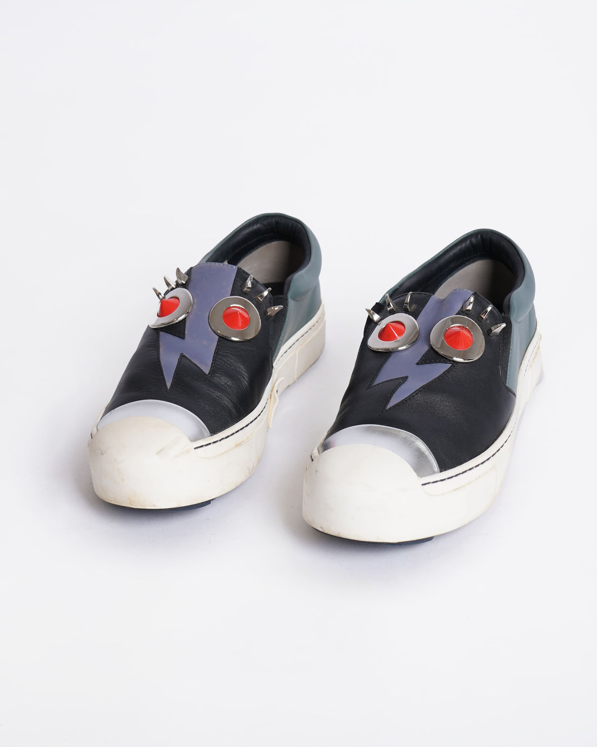 Fendi monster black leather slip on sneakers Rovelle Bags