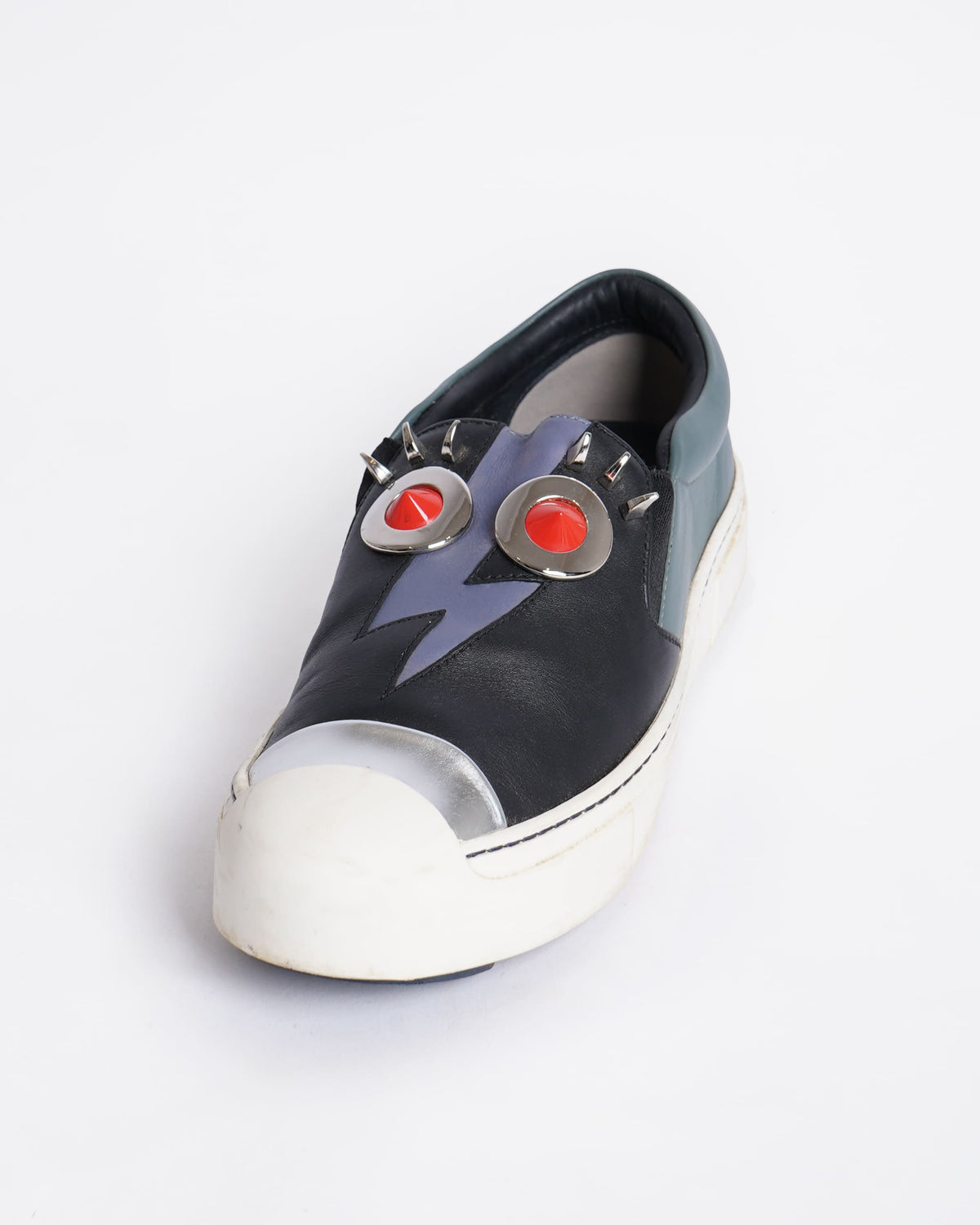 Fendi monster black leather slip on sneakers Rovelle Bags