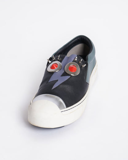 Fendi monster black leather slip on sneakers Rovelle Bags