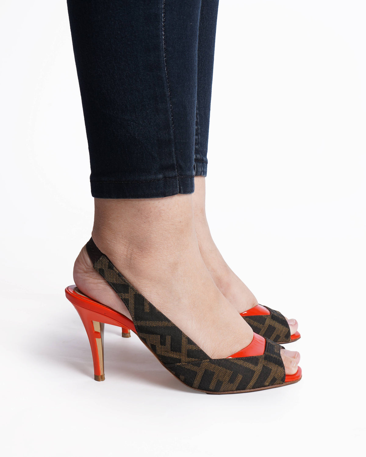 Fendi zucca red slingback heels Rovelle Bags