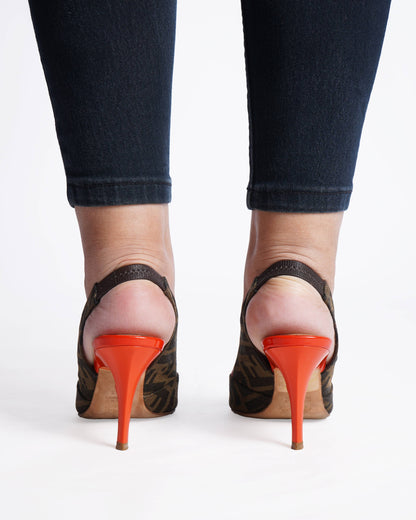Fendi zucca red slingback heels Rovelle Bags