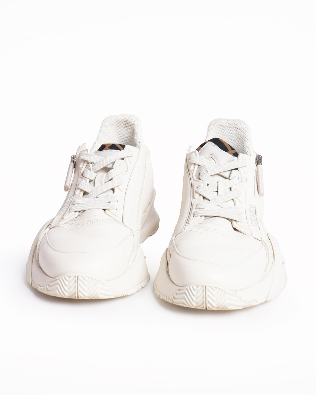 Fendi Flow Sneakers In White Leather Low Top Rovelle Bags