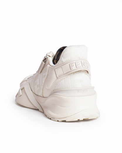 Fendi Flow Sneakers In White Leather Low Top Rovelle Bags