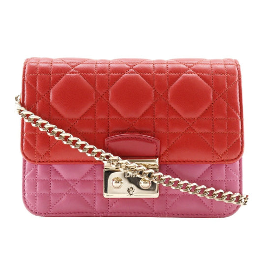 Christian Dior Shoulder Bag S0252OTRI M79D lambskin Red/pink 2-way clutch Canage ChainShoulder Women Rovelle Bags