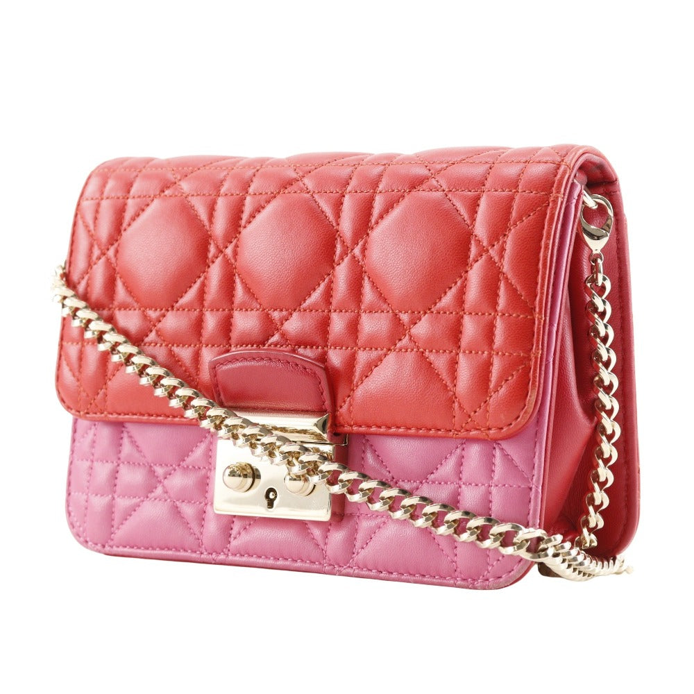 Christian Dior Shoulder Bag S0252OTRI M79D lambskin Red/pink 2-way clutch Canage ChainShoulder Women Rovelle Bags