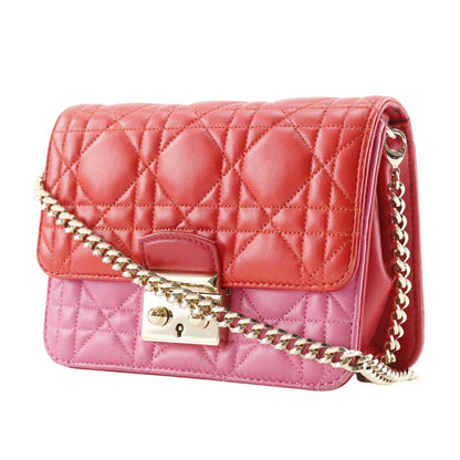 Christian Dior Shoulder Bag S0252OTRI M79D lambskin Red/pink 2-way clutch Canage ChainShoulder Women Rovelle Bags